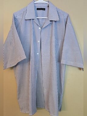 Jordan Craig Short-Sleeve Checked Button-Down Shirt - Blue & White